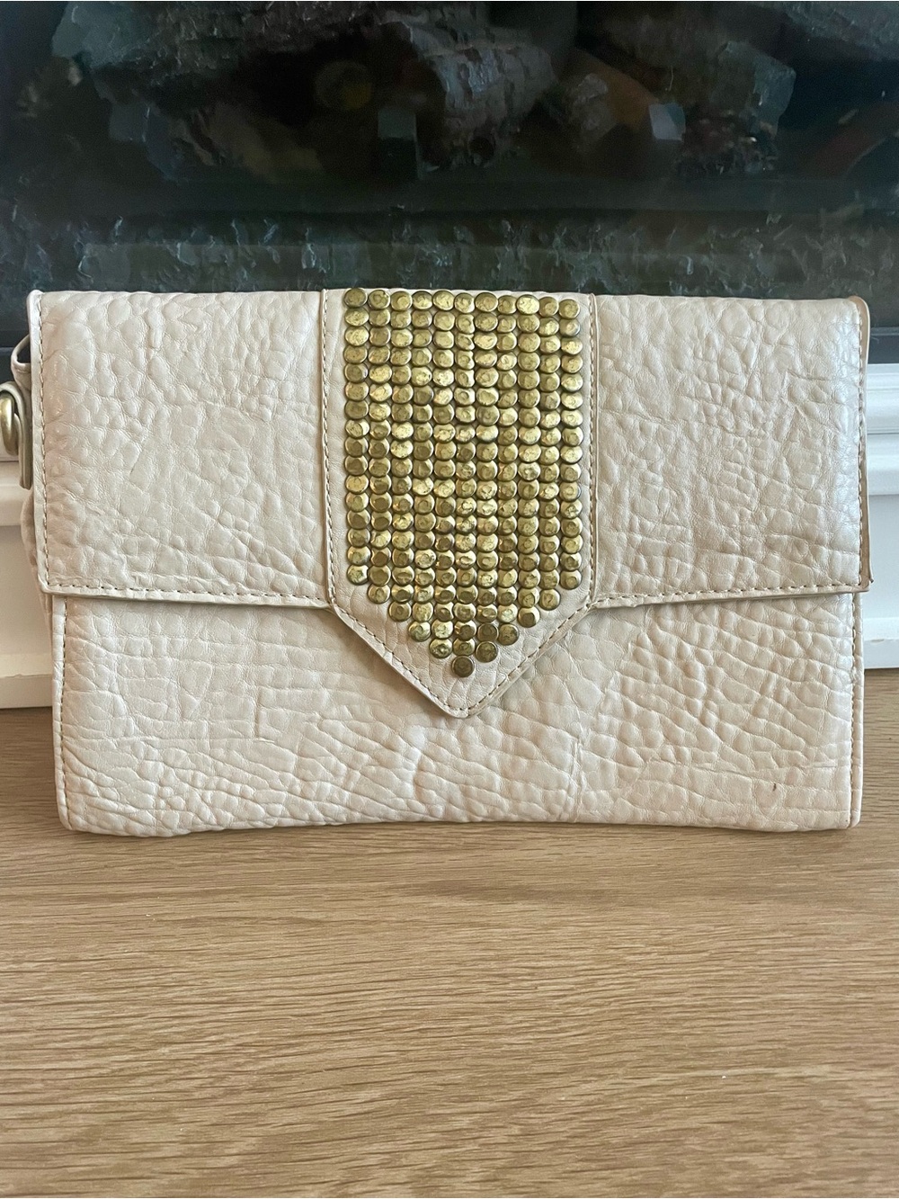Francesca’s Ivory Stud-Accent Women’s Clutch